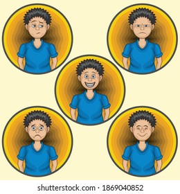 Expresión del personaje de dibujos animados en el arte vectorial