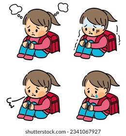 Expression of a child who doesn't want to go to school.