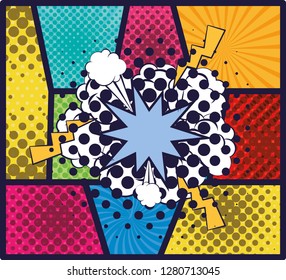 expression cloud with rays pop art style