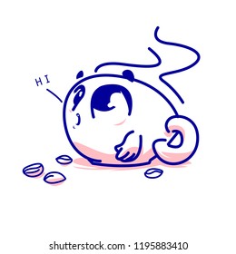 expression of coffee cup cartoon characters, vector illustrations