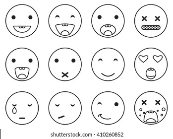 Expression comic faces. Smiley icons.