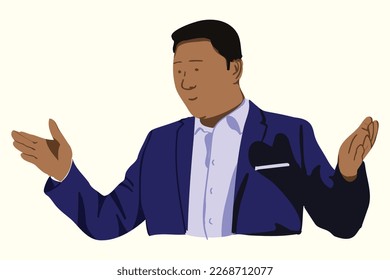 Expression Communication presentation Boss man raise hand while talking Boss man raise hand while talking 