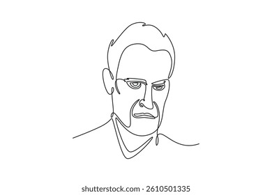 Expression concept. Single line draw design. Vector graphic illustration