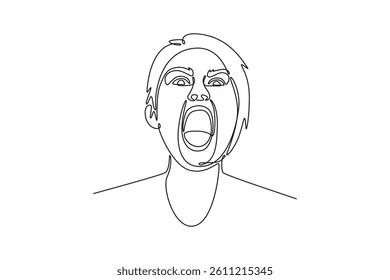 Expression concept. Single line draw design. Vector graphic illustration