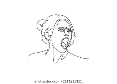 Expression concept. Single line draw design. Vector graphic illustration