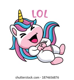 Expression Cute Unicorn Cartoon Laughing