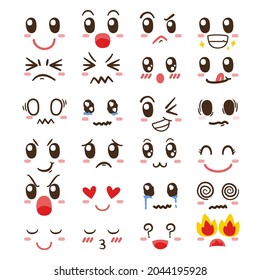 Expression of emotion concept set. Cartoon vector illustration emotion face of human. Facial expression of human for game, chat, social media, publishing and books