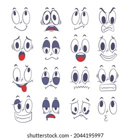 Expression of emotion concept set. Cartoon vector illustration emotion face of human. Facial expression of human for game, chat, social media, publishing and books