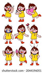 Expression of emotion concept set. Cartoon vector illustration emotion face of human. Facial expression of human for game, chat, social media, publishing and books