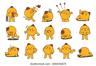 Expression of emotion concept set. Cartoon vector illustration emotion face of human. Facial expression of human for game, chat, social media, publishing and books