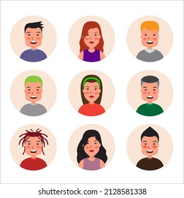 Conjunto de conceptos de expresión de emoción. Caricatura ilustrativa vectorial emoción cara sorpresa de los humanos. Expresión facial de los humanos para juegos, chat, medios sociales, publicaciones y libros