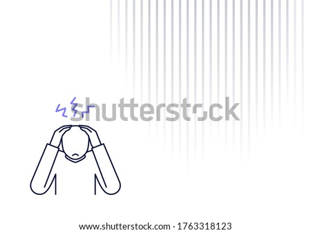 Expression of emotion with mouth and hand gesture: feel frustrated, depressed, anxious, stressed person icon, editable stroke vector illustration