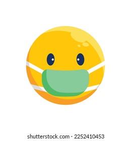 expression face use mask illustration with flat style