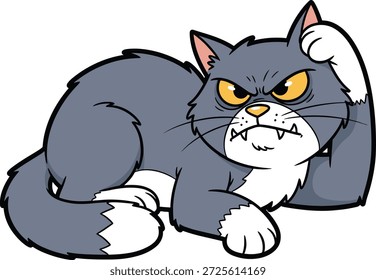 Expresión de un personaje de fierce cat enojado, gatos, Vector, ilustración, expresión, lindo 