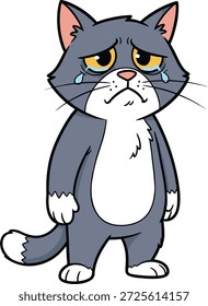 expression of a fierce cat character who is sad	cats,vector ,illustration , expression