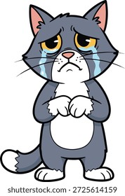 expressão de um personagem gato feroz que é triste	