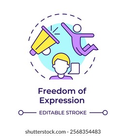 Expression freedom multi color concept icon. Cultural acceptance, personal opinion. Round shape line illustration. Abstract idea. Graphic design. Easy to use in infographic, presentation