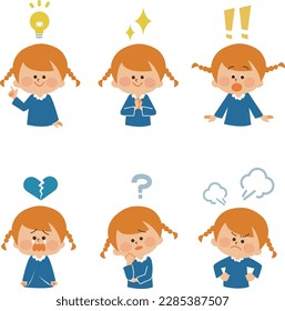 Expression girl illustration set material