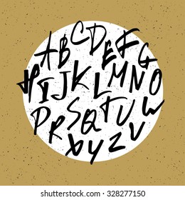 Expression hand drawn letters. Uppercase alphabet letters. Vector alphabet. Letters of the alphabet written with a black marker
