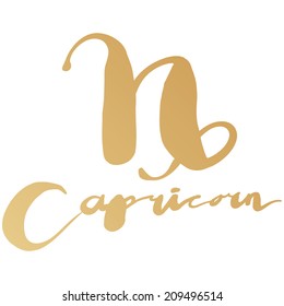 Expression handmade brush lettering with zodiac sign "Capricorn"