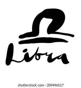 Expression handmade brush lettering with zodiac sign "Libra"