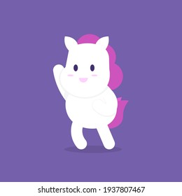 the expression of a happy and dancing pony. white horse that is funny, cute, and adorable. animal characters. flat style. vector design. can be used for stickers