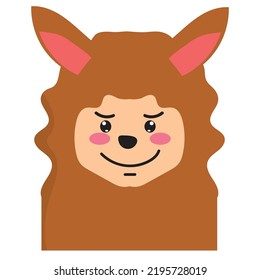 Expression Head Llama funny cartoon vector