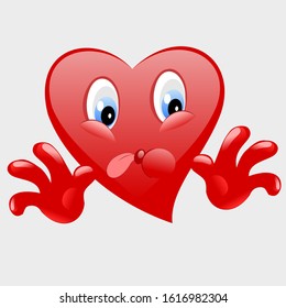 The expression of the heart is bullying. Emoticons. Love symbol. Cartoon design elements for Valentine's Day greeting cards, printed t-shirts, icons, logos, labels, stickers