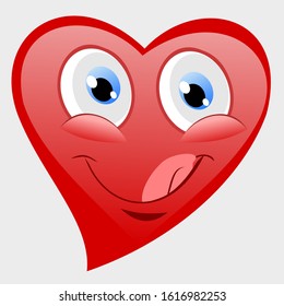 The expression of the heart is wanting to eat something. Emoticon. Love symbol. Cartoon design elements for Valentine's Day greeting cards, printed t-shirts, icons, logos, labels, stickers