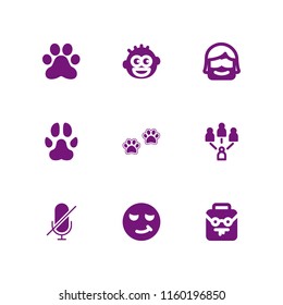 expression icon. 9 expression set with group, paw, smug and joyful vector icons for web and mobile app