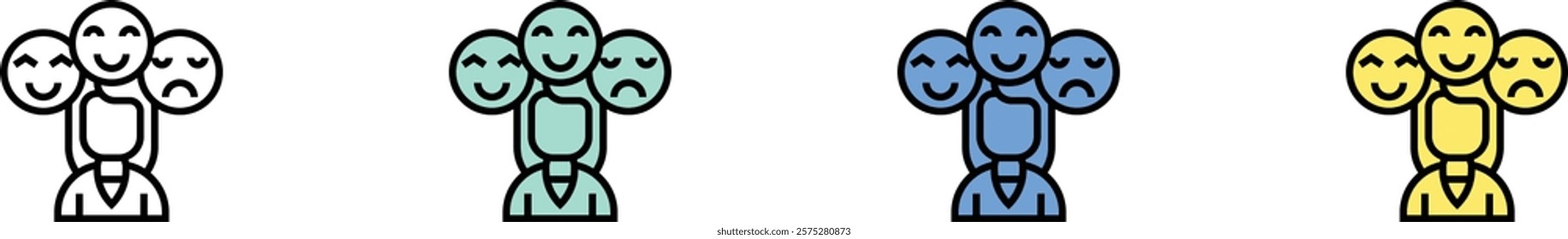 expression icon. Outline, Green, Blue and Yellow Style Design Isolated On White Background