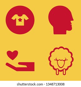 expression icon set with human head, heart hand and t shirt star vector illustration