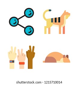 expression icon set. vector set about hamster, tiger, peace and share icons set.