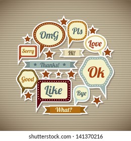 expression icons over vintage background  vector illustration