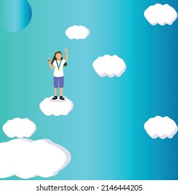 expression illustration vector design of someone winning a medal