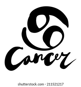 Expression lettering with zodiac sign "Cancer"