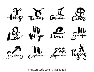 Expression lettering with the zodiac signs.