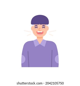 the expression of a man who was laughing heartily. happy person. flat cartoon style. vector illustration design