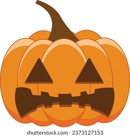 Expression of orange halloween pumpkin. Emoticon for autumn and holiday event in vector format