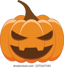 Expression of orange halloween pumpkin. Emoticon for autumn and holiday event in vector format