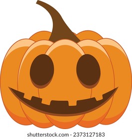 Expression of orange halloween pumpkin. Emoticon for autumn and holiday event in vector format