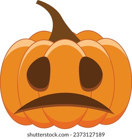 Ausdruck von orangefarbenem Hals-Kürbis. Emoticon für Herbst- und Feiertagsveranstaltungen im Vektorformat