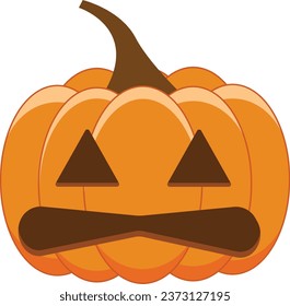 Expression of orange halloween pumpkin. Emoticon for autumn and holiday event in vector format