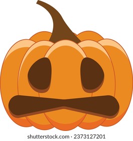 Expression of orange halloween pumpkin. Emoticon for autumn and holiday event in vector format