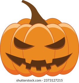 Expression of orange halloween pumpkin. Emoticon for autumn and holiday event in vector format