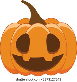 Expression of orange halloween pumpkin. Emoticon for autumn and holiday event in vector format