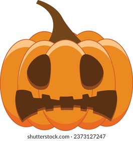 Expression of orange halloween pumpkin. Emoticon for autumn and holiday event in vector format