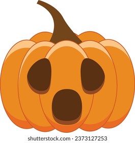 Expression of orange halloween pumpkin. Emoticon for autumn and holiday event in vector format