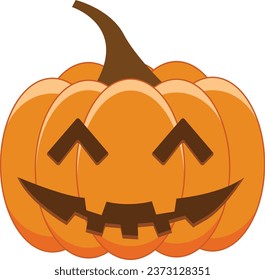 Expression of orange halloween pumpkin. Emoticon for autumn and holiday event in vector format