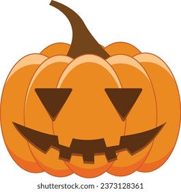 Expression of orange halloween pumpkin. Emoticon for autumn and holiday event in vector format